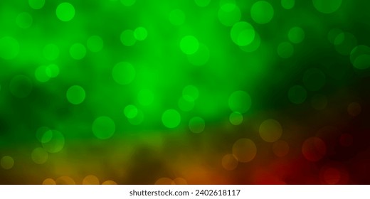 Light Green, Red vector background with circles. Abstract decorative design in gradient style with bubbles. Pattern for booklets, leaflets.