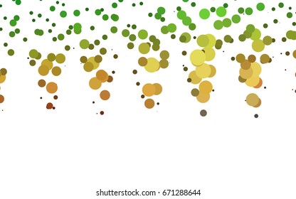 Light Green, Red vector red banner with set of circles, dots. Donuts Background. Creative Design Template. Technological halftone illustration.