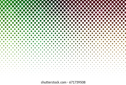 Light Green, Red vector red banner with set of circles, dots. Donuts Background. Creative Design Template. Technological halftone illustration.