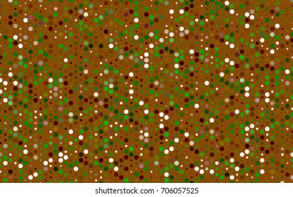 Light Green, Red vector red banner with set of circles, dots. Donuts Background. Creative Design Template. Technological halftone illustration.