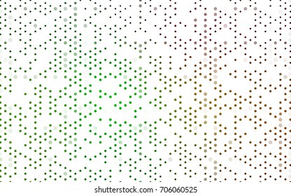 Light Green, Red vector red banner with set of circles, dots. Donuts Background. Creative Design Template. Technological halftone illustration.