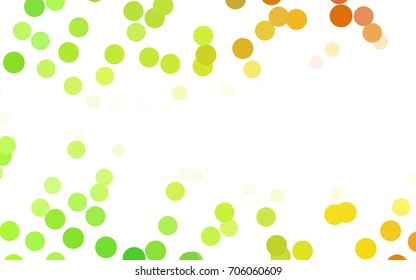 Light Green, Red vector red banner with set of circles, dots. Donuts Background. Creative Design Template. Technological halftone illustration.