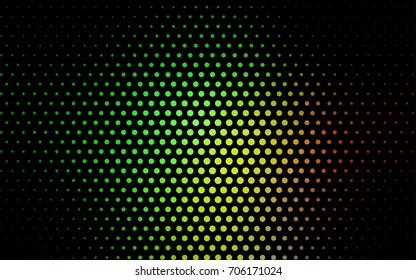 Light Green, Red vector red banner with set of circles, dots. Donuts Background. Creative Design Template. Technological halftone illustration.