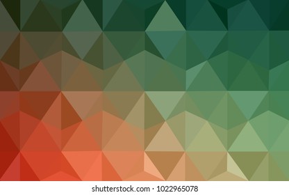 Light Green, Red vector blurry triangle background design. Geometric background in Origami style with gradient. 