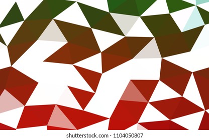 Light Green, Red vector blurry hexagon blurry triangle. Modern geometrical abstract illustration with gradient. Brand new design for your business.
