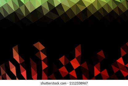Light Green, Red vector blurry hexagon texture. Triangular geometric sample with gradient.  The elegant pattern can be used as part of a brand book.