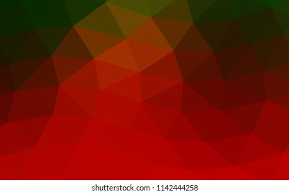 Light Green, Red vector blurry hexagon blurry triangle. Creative geometric illustration in Origami style with gradient. The polygonal design can be used for your web site.