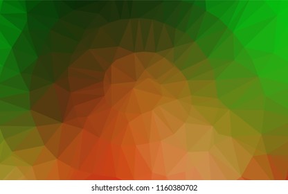 Light Green, Red vector blurry hexagon pattern. Triangular geometric sample with gradient.  Triangular pattern for your business design.