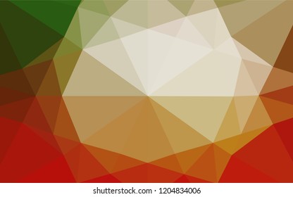 Light Green, Red vector blurry hexagon pattern. Shining illustration, which consist of triangles. The completely new template can be used for your brand book.