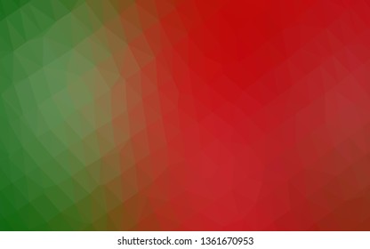 Light Green, Red vector blurry triangle template. Brand new colorful illustration in with gradient. The best triangular design for your business.