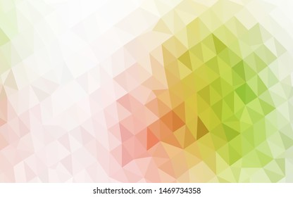 Light Green, Red vector blurry triangle pattern. Creative illustration in halftone style with gradient. Textured pattern for background.