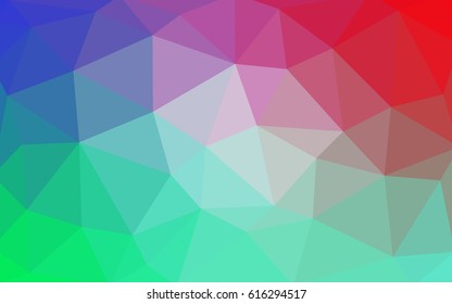 Light Green, Red vector blurry triangle background design. Geometric background in Origami style with gradient. 