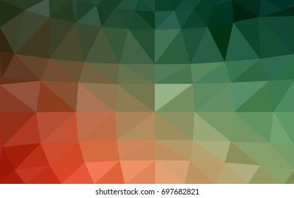 Light Green, Red vector blurry triangle background design. Geometric background in Origami style with gradient. 
