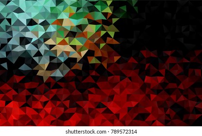 Light Green, Red vector blurry triangle pattern. Shining illustration, which consist of triangles. Brand-new design for your business.