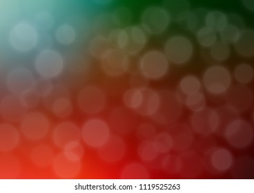 Light Green, Red vector bokeh pattern. Colorful illustration in blurry style with gradient. Brand new style for your business design.