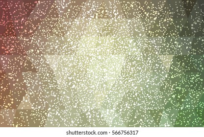 Light Green Red vector christmas polygon background. Low poly Illustration consisting of triangles with snowflakes. Texture, seamless background of New Year celebration.