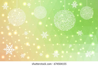 Light Green Red vector christmas postcard low polygon background. Illustration consisting of triangles. Abstract triangular polygonal origami or crystal design of New Year celebration.