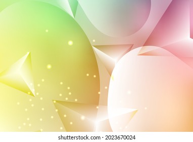 Ilustración de color verde claro, rojo vector colorido con círculos y líneas de estilo futurista. Ilustración abstracta moderna con gotas de agua coloridas. Fondo de escritorio para un teléfono móvil.