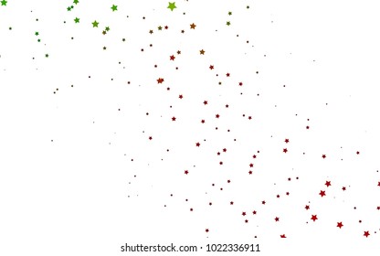 Light Green, Red vector cover with small and big stars. Decorative shining illustration with stars on abstract template. The pattern can be used for wrapping gifts.