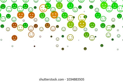 Light Green, Red vector cover with cute smiles. Decorative shining illustration with smiles on white template. Pattern for ad, booklets, leaflets of celebrations.