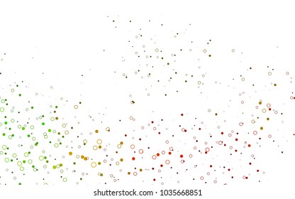 Light Green, Red vector  cover with spots. Beautiful colored illustration with blurred circles in nature style. The pattern can be used for ads, leaflets of liquid.