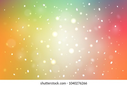 Light Green, Red vector cover with beautiful snowflakes. Snow on blurred abstract background with gradient. New year design for your ad, poster, banner.