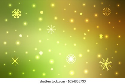 Light Green, Red vector cover with beautiful snowflakes. Glitter abstract illustration with crystals of ice. The pattern can be used for year new  websites.