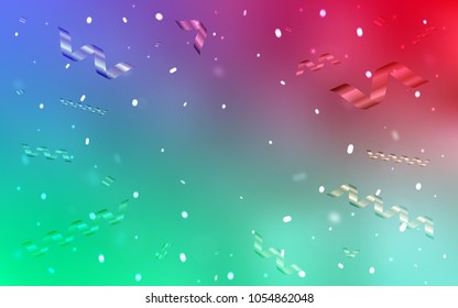 Light Green, Red vector cover with happy holiday ribbons. Decorative shining illustration with ribbons on abstract template. Beautiful design for your business advert of anniversary.
