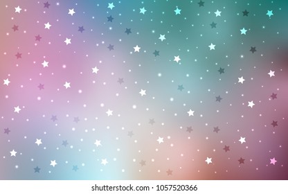 Light Green, Red vector cover with small and big stars. Shining colored illustration with stars. The pattern can be used for new year ad, booklets.
