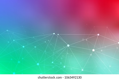 Light Green, Red vector cover with spots, lines. Colorful illustration with circles and lines in futuristic style. New design for ad, poster, banner of your website.