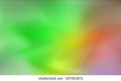 Light Green, Red vector cover with astronomical stars. Shining colored illustration with bright astronomical stars. Smart design for your business advert.