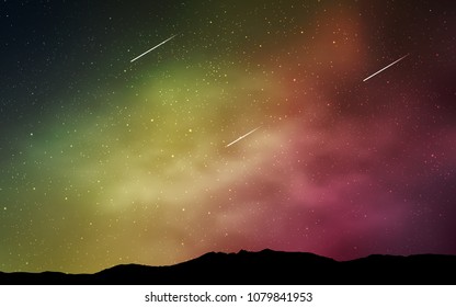 Light Green, Red vector cover with astronomical stars. Glitter abstract illustration with colorful cosmic stars. Smart design for your business advert.