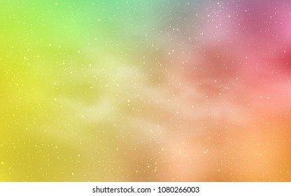 Light Green, Red vector cover with astronomical stars. Shining illustration with sky stars on abstract template. Smart design for your business advert.