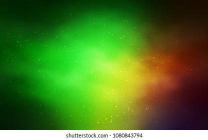 Light Green, Red vector cover with astronomical stars. Space stars on blurred abstract background with gradient. Pattern for futuristic ad, booklets.