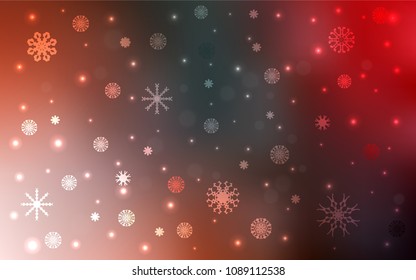 Light Green, Red vector cover with beautiful snowflakes. Modern geometrical abstract illustration with crystals of ice. New year design for your business advert.