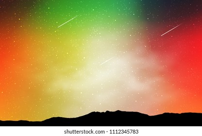 Light Green, Red vector cover with astronomical stars. Shining colored illustration with bright astronomical stars. Pattern for astronomy websites.