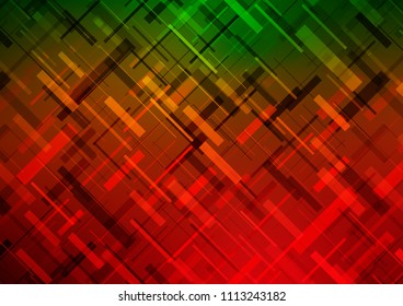 Light Green, Red vector cover with long lines. Shining colored illustration with narrow lines. Best design for your ad, poster, banner.