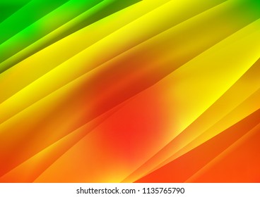 Light Green, Red vector cover with long lines. Lines on blurred abstract background with gradient. Best design for your ad, poster, banner.