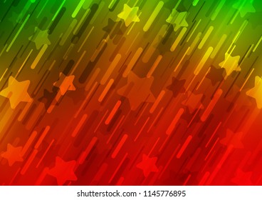 Light Green, Red vector cover with long lines. Glitter abstract illustration with colored sticks. The pattern can be used as ads, poster, banner for commercial.