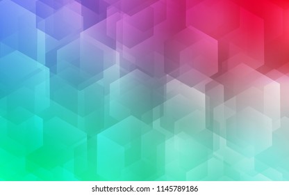 Light Green, Red vector cover with set of hexagons. Colorful hexagons on white backdrop. New design for website's poster, banner.