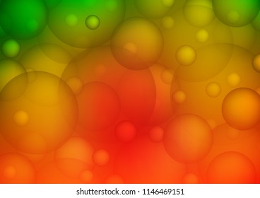 Light Green, Red vector cover with spots. Beautiful colored illustration with blurred circles in nature style. The pattern can be used for aqua ad, booklets.