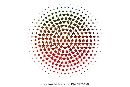 Light Green, Red vector cover with small and big stars. Blurred decorative design in simple style with stars. The template can be used as a background.