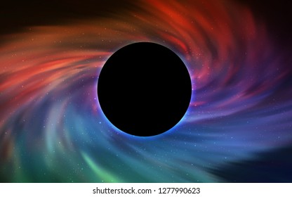 Light Green, Red vector cover with a black hole, nebula. Gradient colorful illustration with a black hole, stars. Template for Black Friday sales.