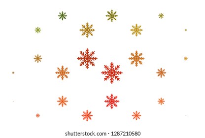 Light Green, Red vector cover with beautiful snowflakes. Modern geometrical abstract illustration with crystals of ice. The pattern can be used for new year ad, booklets.