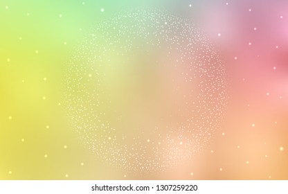 Light Green, Red vector cover with astronomical stars. Glitter abstract illustration with colorful cosmic stars. Pattern for astronomy websites.