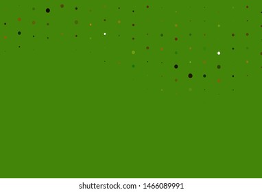 Light Green, Red vector cover with spots. Illustration with set of shining colorful abstract circles. Pattern for ads, leaflets.