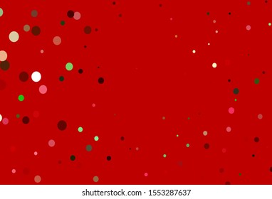 Light Green, Red vector cover with spots. Illustration with set of shining colorful abstract circles. Pattern for beautiful websites.