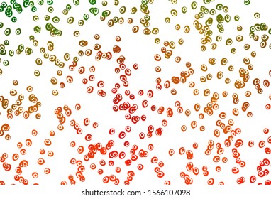 Light Green, Red vector cover with spots. Illustration with set of shining colorful abstract circles. Template for your brand book.