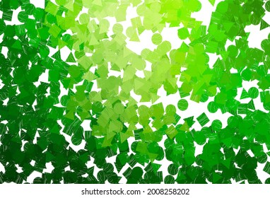 Light  green, red vector cover in polygonal style with circles. Circles, lines, rhombus with colorful gradient. Pattern can be used for websites.