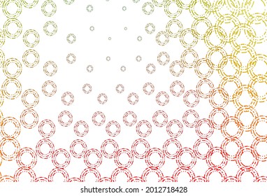 Light green, red vector cover with spots. Blurred bubbles on abstract background with colorful gradient. Template for your brand book.